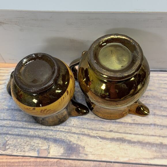 Set of 3 Allertons Longton England Copper Luster Painted Matching Pitchers - Picture 12 of 13